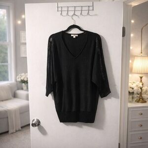 ✨ Roz & Ali Sparkly Black Knit Top | Sequin Shoulder Detail Size XL